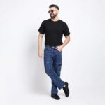 DARK BLUE BAGGY CARGO FIT JEANS 4786-1