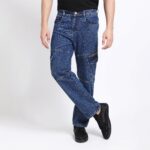 DARK BLUE BAGGY CARGO FIT JEANS 4786-1
