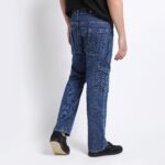 DARK BLUE BAGGY CARGO FIT JEANS 4786-1