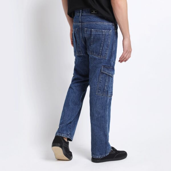 DARK BLUE BAGGY CARGO FIT JEANS 4786-1