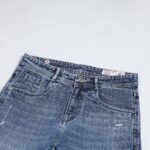 LIGHT GREY BAGGY FIT DISTRESSED JEANS TEDDY 4682-2