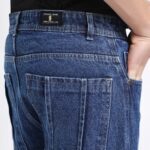 DARK BLUE BAGGY CARGO FIT JEANS 4786-1