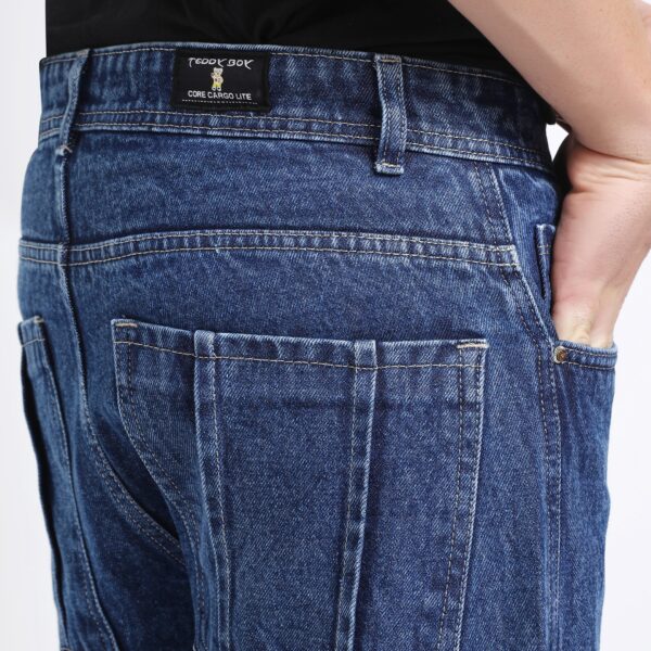 DARK BLUE BAGGY CARGO FIT JEANS 4786-1