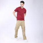 Men's Relaxed Fit Beige Stretch Cotton Cargo Pants – Streetwear Utility Style 4802-2