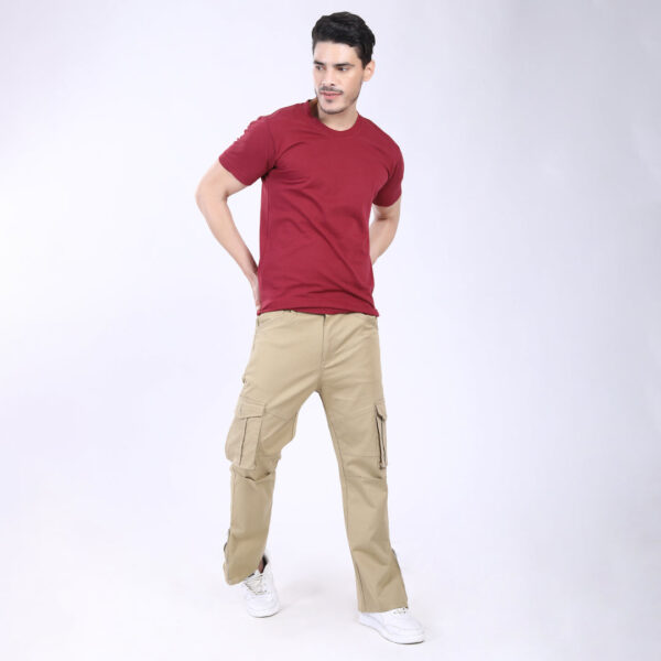 Men's Relaxed Fit Beige Stretch Cotton Cargo Pants – Streetwear Utility Style 4802-2