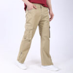 Men's Relaxed Fit Beige Stretch Cotton Cargo Pants – Streetwear Utility Style 4802-2