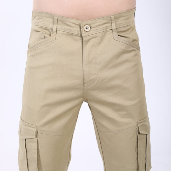 Men's Relaxed Fit Beige Stretch Cotton Cargo Pants – Streetwear Utility Style 4802-2