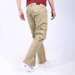 Men's Relaxed Fit Beige Stretch Cotton Cargo Pants – Streetwear Utility Style 4802-2