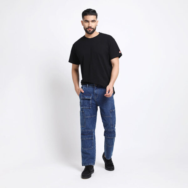 CARGO DARK BLUE BAGGY FIT JEANS TEDDY 4787-1
