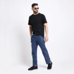 CARGO DARK BLUE BAGGY FIT JEANS TEDDY 4787-1