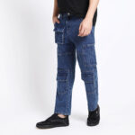 CARGO DARK BLUE BAGGY FIT JEANS TEDDY 4787-1
