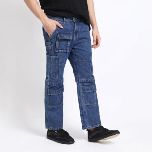 CARGO DARK BLUE BAGGY FIT JEANS TEDDY 4787-1