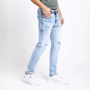 LIGHT BLUE DISTRESSED ANKLE FIT JEANS TEDDY 4762-2