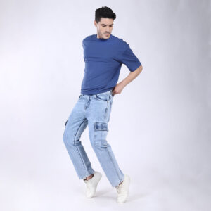 ICE BLUE BAGGY CARGO FIT JEANS 4906-2