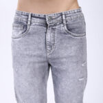 LIGHT GREY BAGGY FIT DISTRESSED JEANS STYLE 4811-2