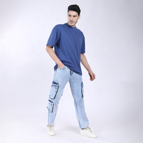 LIGHT BLUE BAGGY CARGO FIT JEANS 4905-2