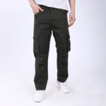 Men's Relaxed Fit Dark Grey Stretch Cotton Cargo Pants – Streetwear Utility Style 4802-7