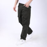 Men's Relaxed Fit Dark Grey Stretch Cotton Cargo Pants – Streetwear Utility Style 4802-7