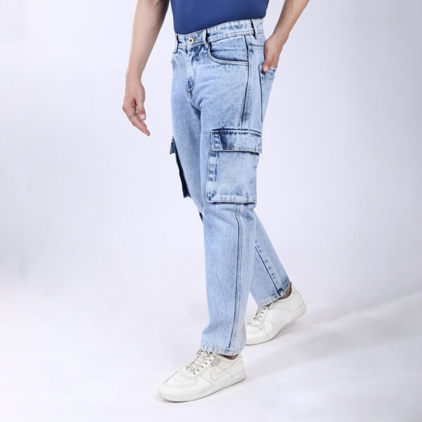 LIGHT BLUE BAGGY CARGO FIT JEANS 4905-2