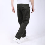 Men's Relaxed Fit Dark Grey Stretch Cotton Cargo Pants – Streetwear Utility Style 4802-7