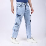 LIGHT BLUE BAGGY CARGO FIT JEANS 4905-2