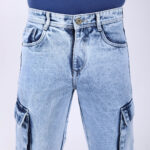 LIGHT BLUE BAGGY CARGO FIT JEANS 4905-2