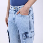 LIGHT BLUE BAGGY CARGO FIT JEANS 4905-2