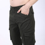 Men's Relaxed Fit Dark Grey Stretch Cotton Cargo Pants – Streetwear Utility Style 4802-7