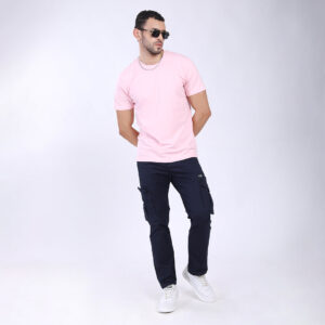 Men's Relaxed Fit Navy Blue Stretch Cotton Cargo Pants – Functional Streetwear Style 4803-1