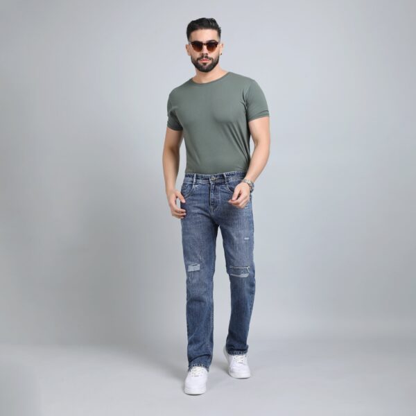 LIGHT GREY BAGGY FIT DISTRESSED JEANS TEDDY 4682-2