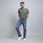 LIGHT GREY BAGGY FIT DISTRESSED JEANS TEDDY 4682-2