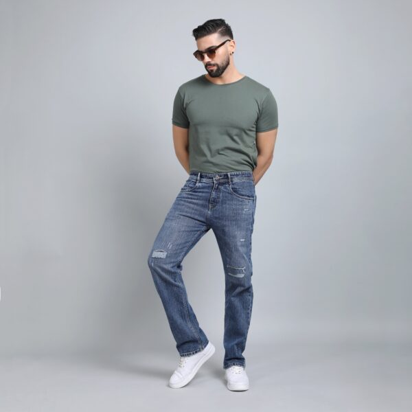 LIGHT GREY BAGGY FIT DISTRESSED JEANS TEDDY 4682-2