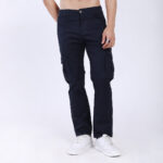 Men's Relaxed Fit Navy Blue Stretch Cotton Cargo Pants – Functional Streetwear Style 4803-1