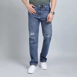 LIGHT GREY BAGGY FIT DISTRESSED JEANS TEDDY 4682-2