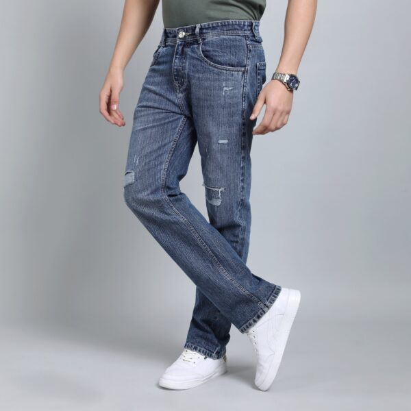 LIGHT GREY BAGGY FIT DISTRESSED JEANS TEDDY 4682-2