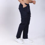 Men's Relaxed Fit Navy Blue Stretch Cotton Cargo Pants – Functional Streetwear Style 4803-1