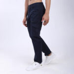 Men's Relaxed Fit Navy Blue Stretch Cotton Cargo Pants – Functional Streetwear Style 4803-1