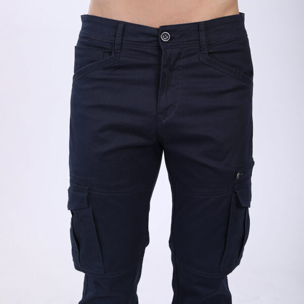 Men's Relaxed Fit Navy Blue Stretch Cotton Cargo Pants – Functional Streetwear Style 4803-1