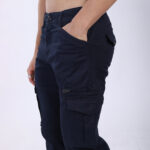 Men's Relaxed Fit Navy Blue Stretch Cotton Cargo Pants – Functional Streetwear Style 4803-1
