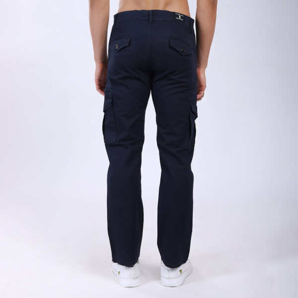 Men's Relaxed Fit Navy Blue Stretch Cotton Cargo Pants – Functional Streetwear Style 4803-1