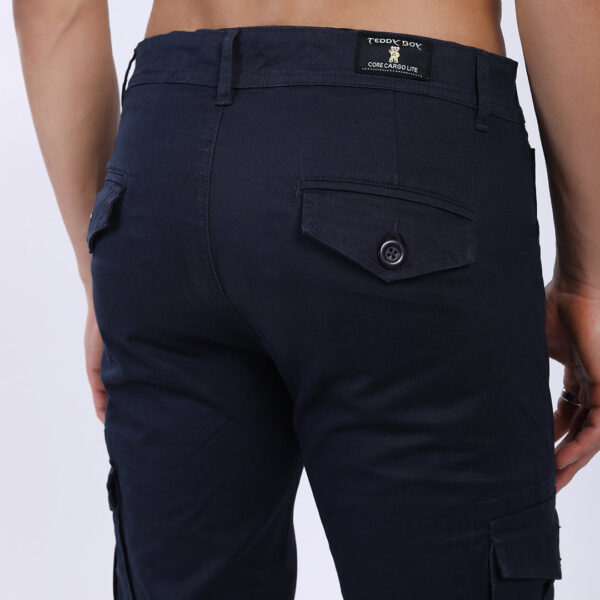 Men's Relaxed Fit Navy Blue Stretch Cotton Cargo Pants – Functional Streetwear Style 4803-1