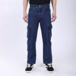 DARK BLUE BAGGY CARGO FIT JEANS 4905-1