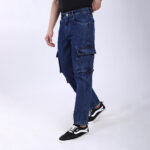 DARK BLUE BAGGY CARGO FIT JEANS 4905-1