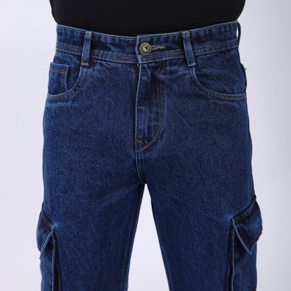 DARK BLUE BAGGY CARGO FIT JEANS 4905-1