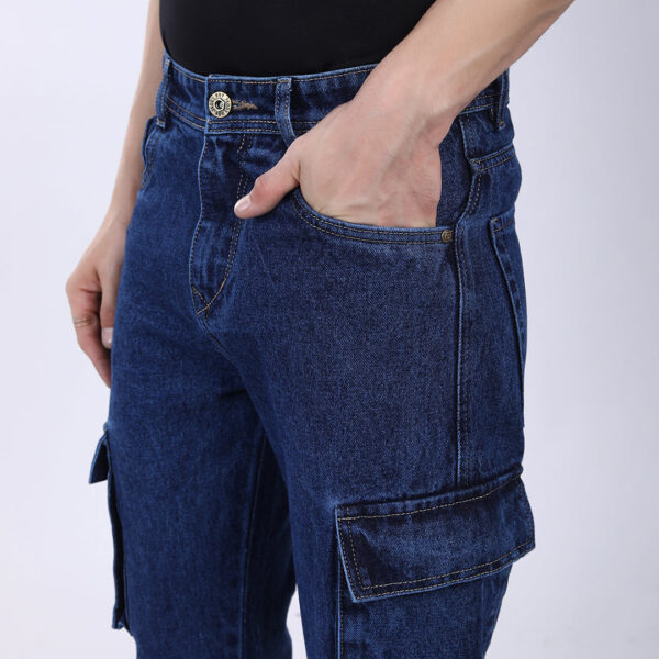DARK BLUE BAGGY CARGO FIT JEANS 4905-1
