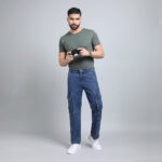 DARK BLUE BAGGY CARGO FIT JEANS 4789-1