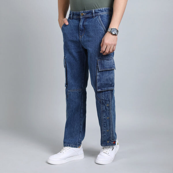 DARK BLUE BAGGY CARGO FIT JEANS 4789-1
