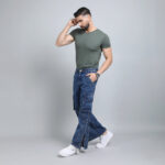 DARK BLUE BAGGY CARGO FIT JEANS 4789-1