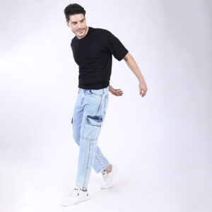 ICE BLUE BAGGY CARGO FIT JEAN 4906-2