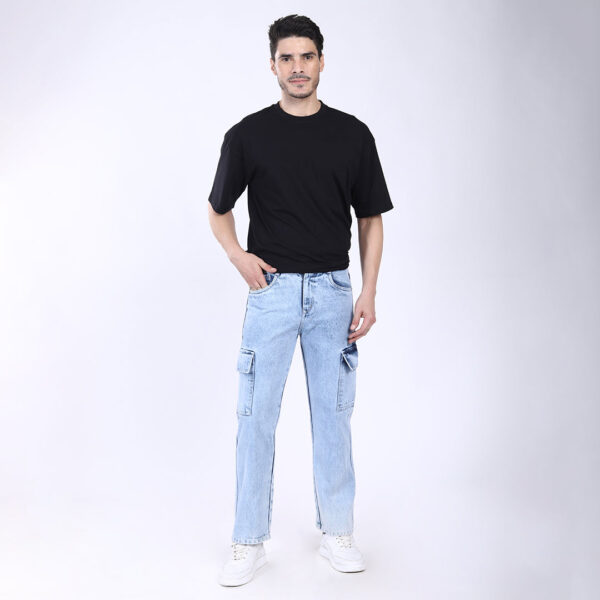 ICE BLUE BAGGY CARGO FIT JEAN 4906-2